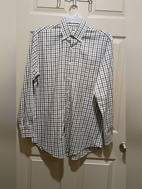 Peter Millar Shirt Mens Size Medium Plaid Long Sleeve Button Up 100% cotton EUC